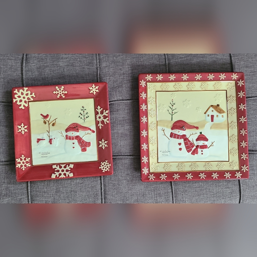 Winter Wishes by St Nicholas Square Dinner Salad plates‎ nwot